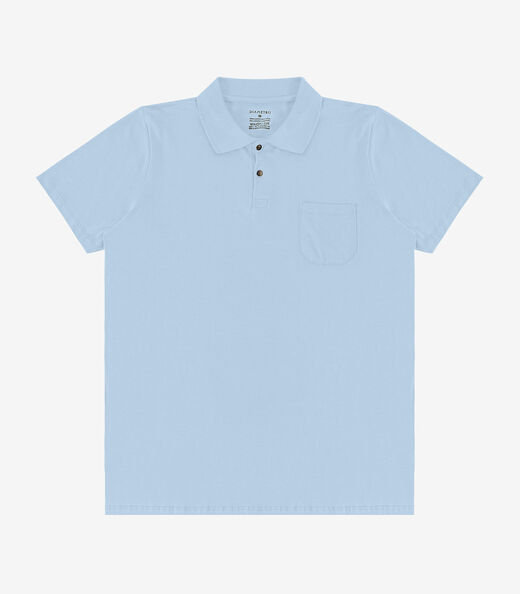 Polo Masculina Com Bolso Cotton Leve Diametro Azul