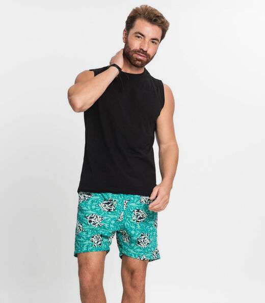 Shorts Masculino Estampado Microfibra Rovitex Verde