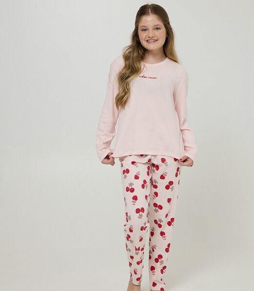 Image_Pijama Longo Feminino Juvenil Meia Malha Evanilda Rosa