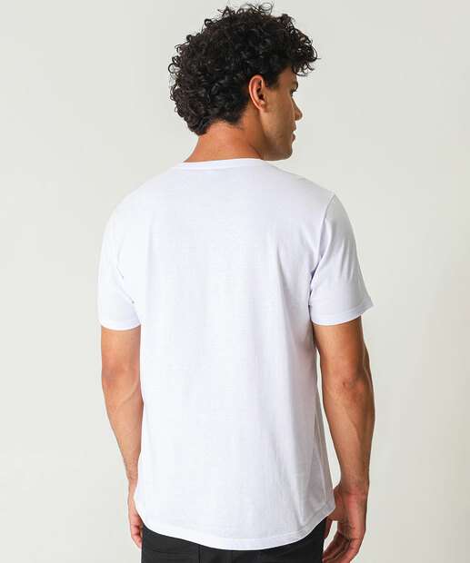 Camiseta Masculina Básica Bolso Marisa Branco