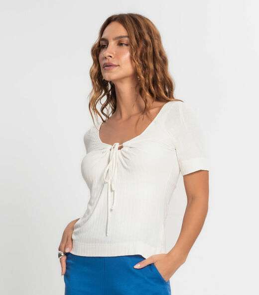 Blusa Feminina Com Amarração Endless Bege