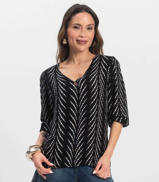 Blusa Manga Curta Infinita Cor Preto