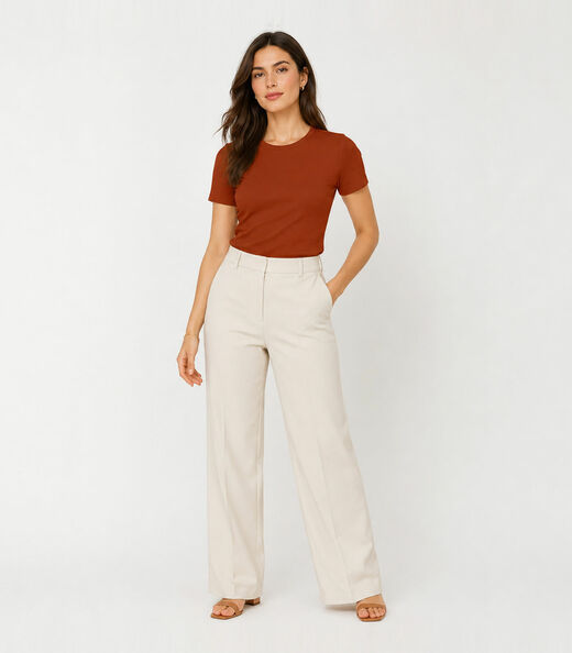 Blusa Feminina Justa Em Malha Classic Infinita Cor Marrom