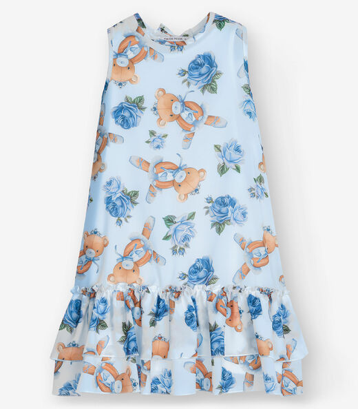 Image_Vestido Meia Malha e Chiffon Trick Nick Azul