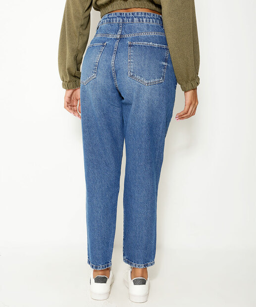 Calça Mom Jeans Feminina Bolsos Marisa