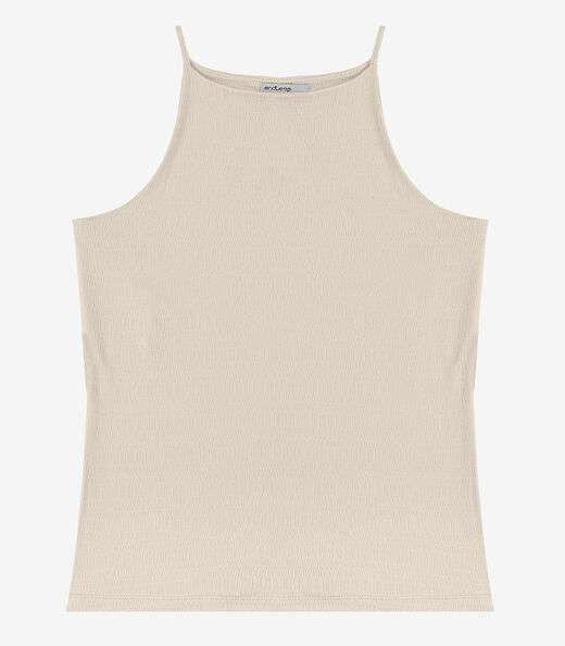 Blusa de Alça Visco Maquinetada Feminina Endless Bege