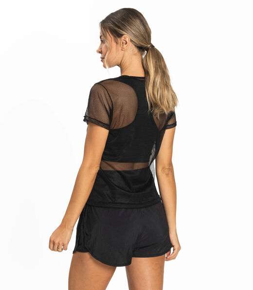 Blusa Fitness Feminina Tule FTK Preto