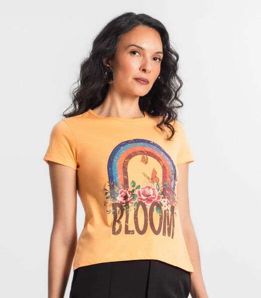 Blusa Baby Look Feminina Estampada Select Laranja