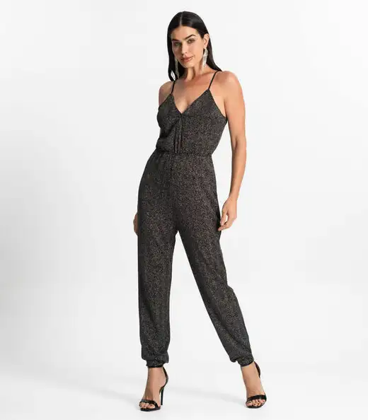 Macacão Feminino Em Lurex Endless Cinza