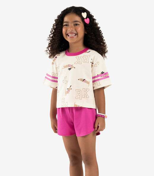 Image_Conjunto Infantil Blusa Com Shorts Bege