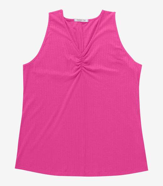 Regata Plus Size Em Ribana Canelada Secret Glam Rosa