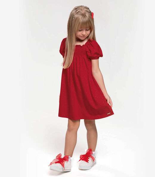 Vestido Infantil Com Glitter Trick Nick Vermelho