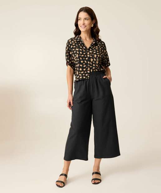 Camisa Feminina Animal Print Manga Curta Marisa