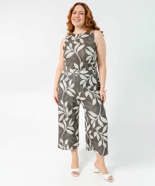 Blusa Plus Size Feminina Estampa Folhas Marisa Verde