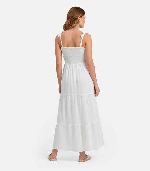 Vestido Longo Feminino De Lastex Duna Liso Select Branco