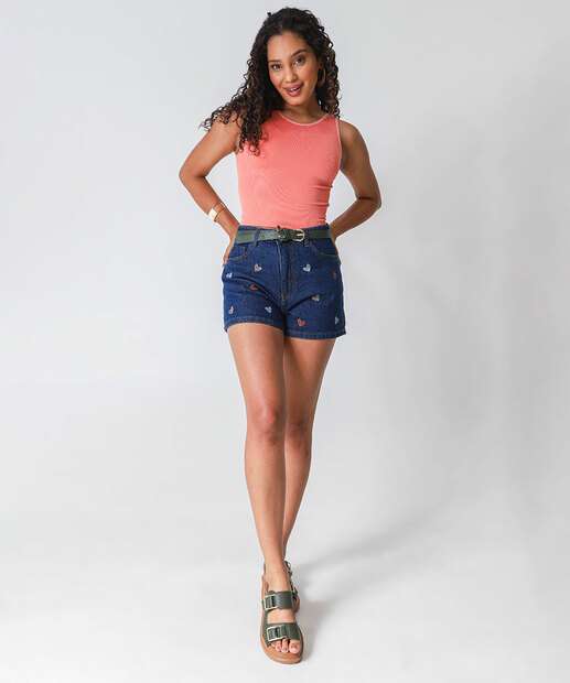 Image_Short Jeans Feminino Bordado Coração Azul