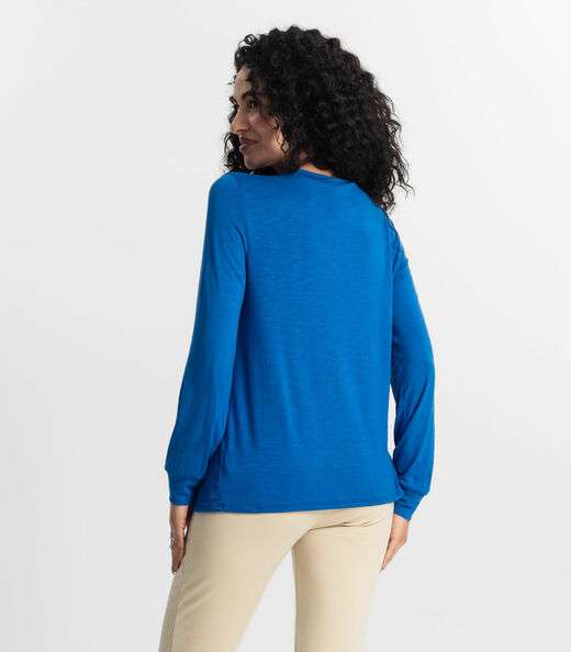 Blusa Manga Longa Feminina Rovitex Azul