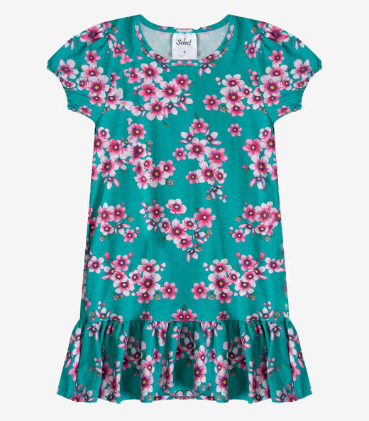 Vestido Infantil Em Cotton Leve Estampado Select Verde
