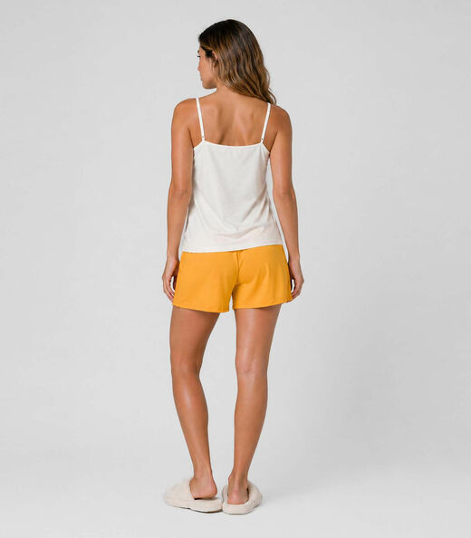 Pijama Feminino Blusa De Alça E Short Infinita Cor Amarelo