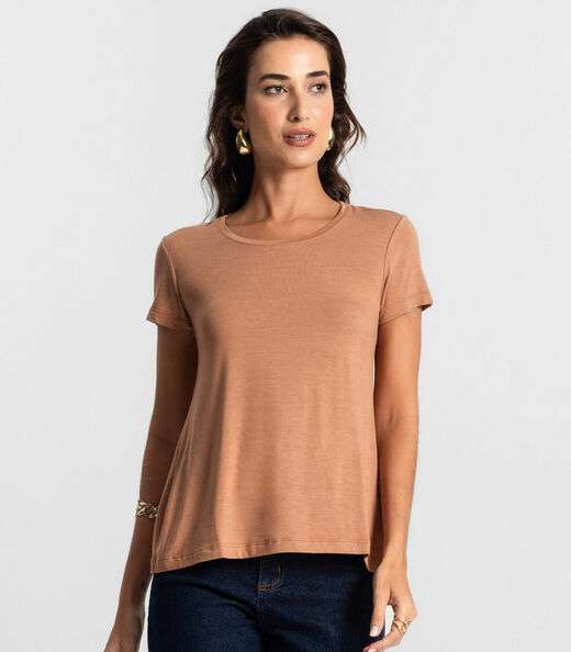 Blusa Feminina manga Curta KO Marrom