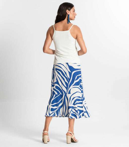 Saia Midi Estampada Rovitex Azul