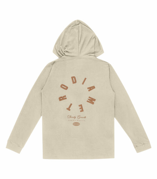 Camiseta Masculina Manga Longa Com Capuz Diametro Bege