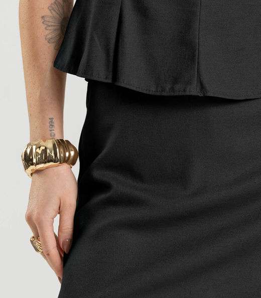 Regata Feminina em Tecido Linho Dianna Preto