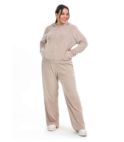 Jaqueta com Capuz Plush Secret Glam Bege