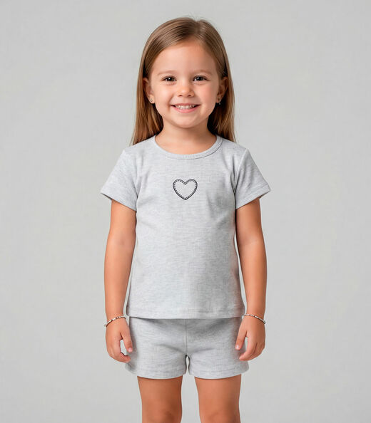 Conjunto Infantil Feminino Blusa e Short Select Cinza
