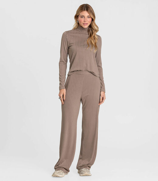 Image_Conjunto Feminino Blusa E Calça Em Ribana Dianna Marrom