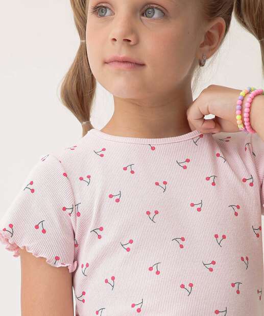 Blusa Infantil Estampa Cerejas Marisa Tam 4 a 10