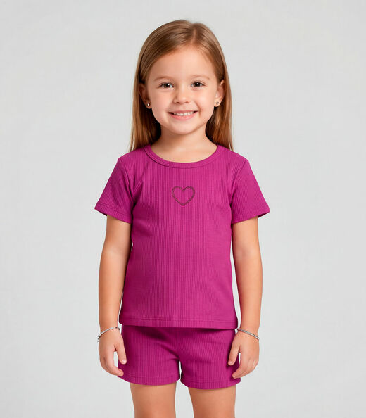 Conjunto Infantil Feminino Blusa e Short Select Rosa