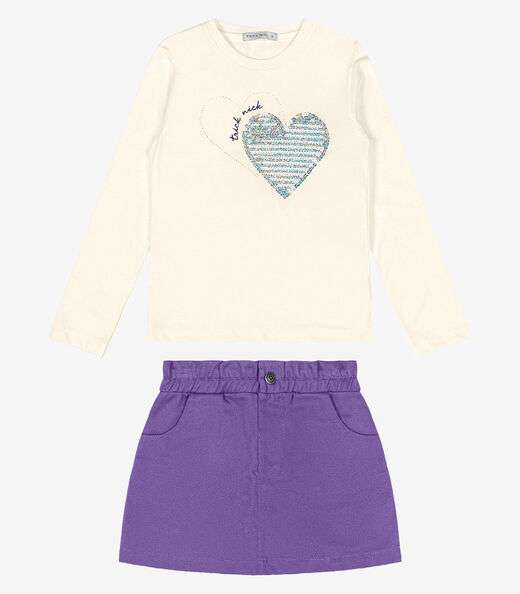 Conjunto Infantil Blusa Com Saia Trick Nick Roxo