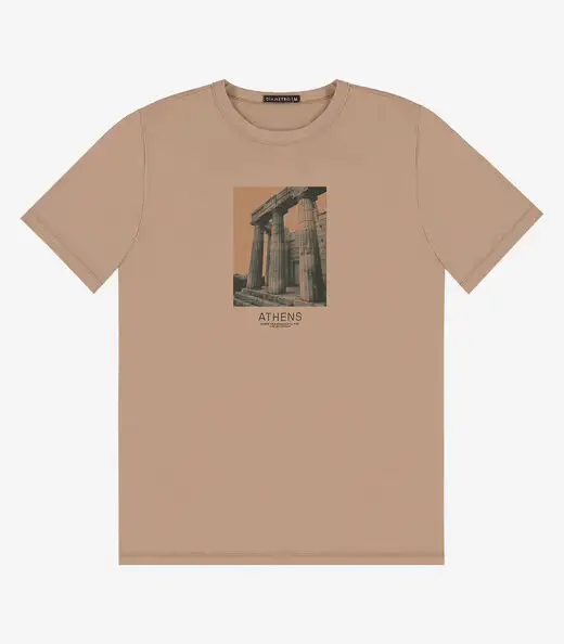 Camiseta Masculina em Meia Malha Diametro Marrom