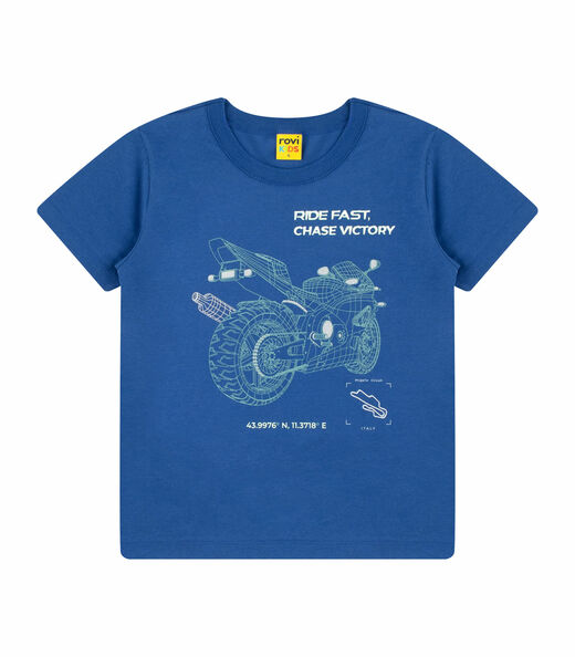 Camiseta Meia Malha Menino Rovi Kids Azul