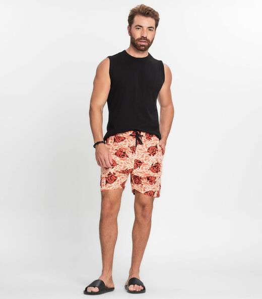 Shorts Masculino Estampado Microfibra Rovitex Laranja