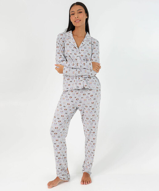 Image_Pijama Americano Feminino Cachorro Marisa Cinza