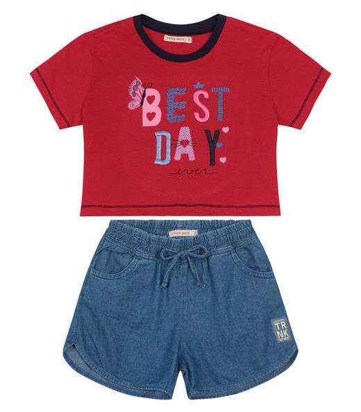 Conjunto Infantil Feminino Best Day Trick Nick Vermelho