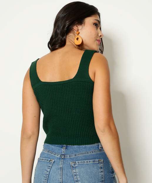 Blusa Cropped Feminina Tricô Marisa