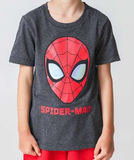 Camiseta Infantil Homem Aranha Marvel Tam 4 a 10 Cinza