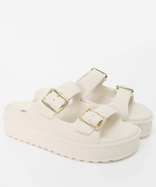 Tamanco Flatform Birken Feminina Fivela Moleca Off White