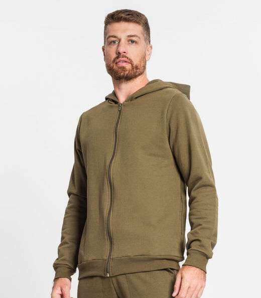 Jaqueta Com Capuz Masculina Em Moletom Rovitex Verde