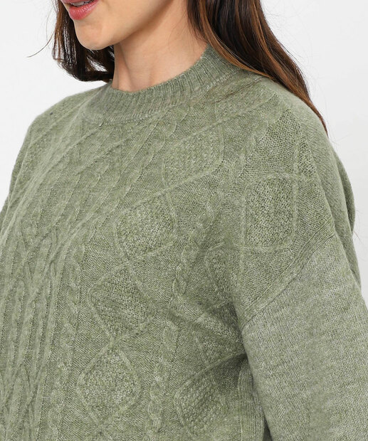 Suéter Feminino Tricô Trançado Marisa Verde