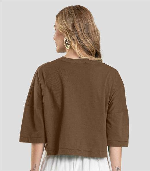 T- Shirt Feminina Cropped Dianna Marrom