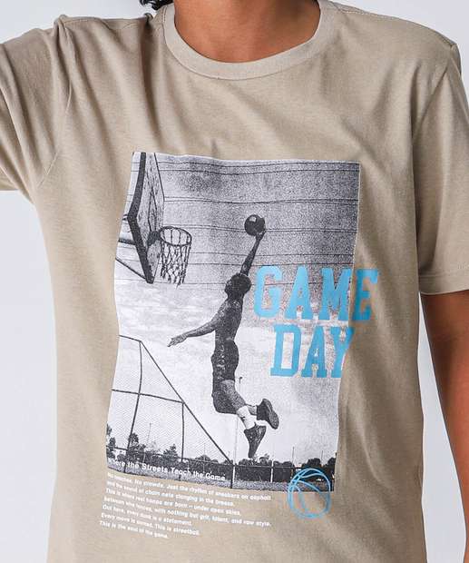 Camiseta Juvenil Estampa Basquete Marisa Tam 10 a 16 Cinza