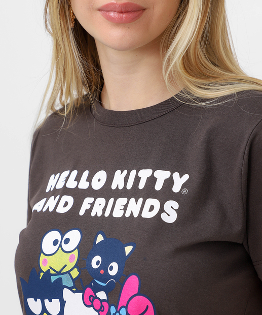 Camiseta Feminina Hello Kitty e Amigos Sanrio Marrom