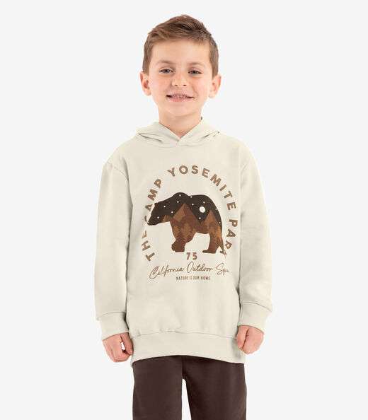 Conjunto Blusão Com Capuz E Calça Rovi Kids Bege