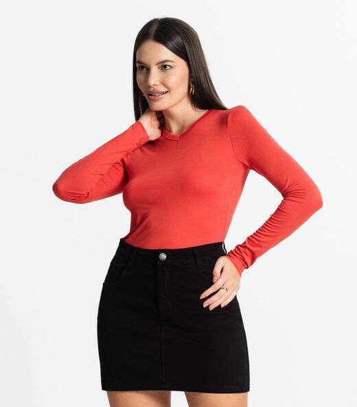 Image_Blusa Manga Longa Decote V Básica Select Laranja
