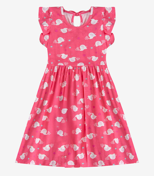 Vestido Feminino Estampado Em Malha Cotton Select Rosa