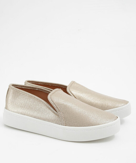 Tênis Slip On Feminino Suede Brilho